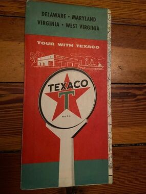 Vintage RETRO 50s 60s 1950s 1960s Texaco advertising advertisement Oil Gas Map
